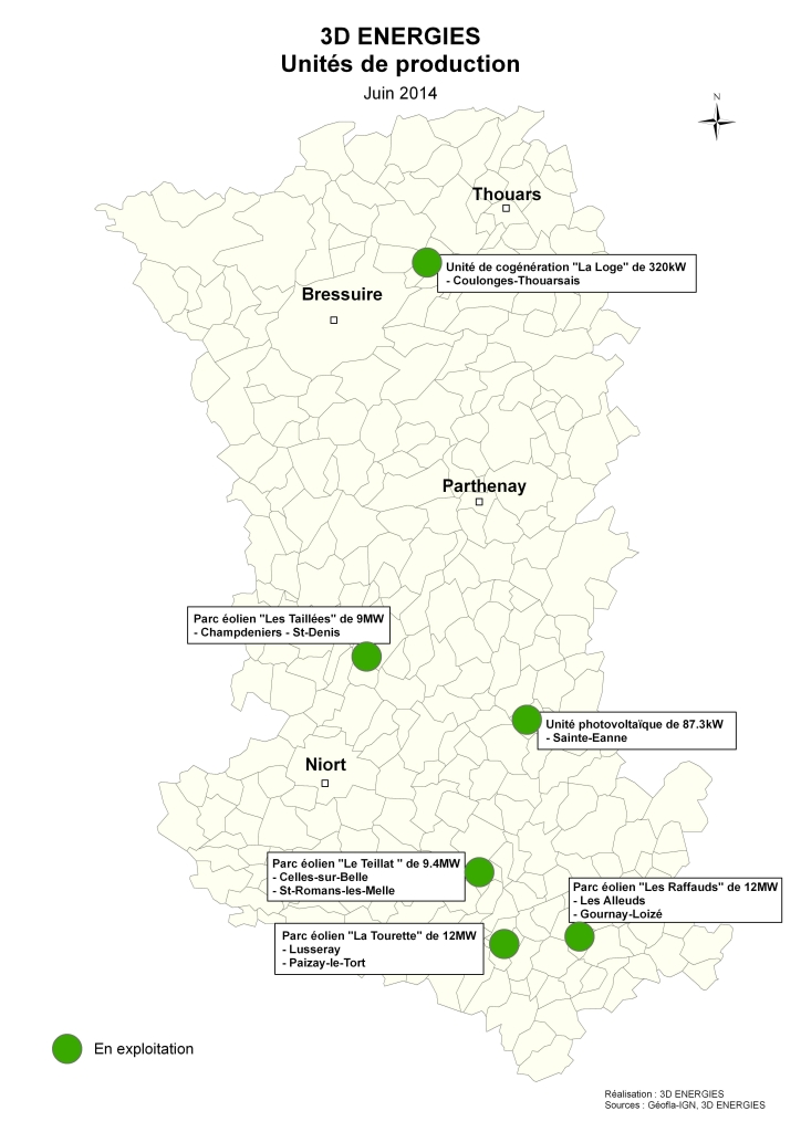 Carte unités de production